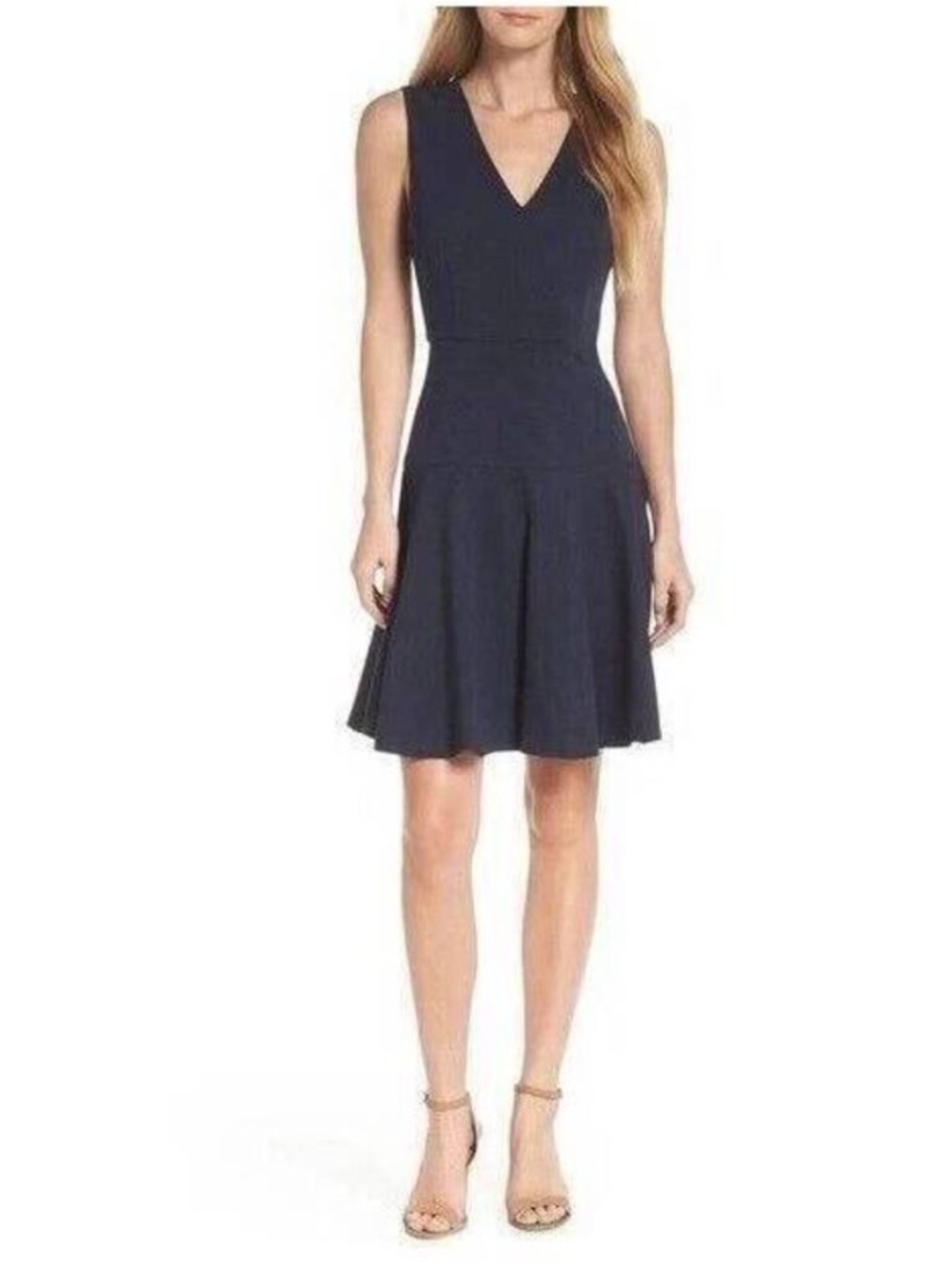 NWT Eliza J Fit Flare Sz 4 Dress Little Black Dress V Neck Sleeveless Cocktail
